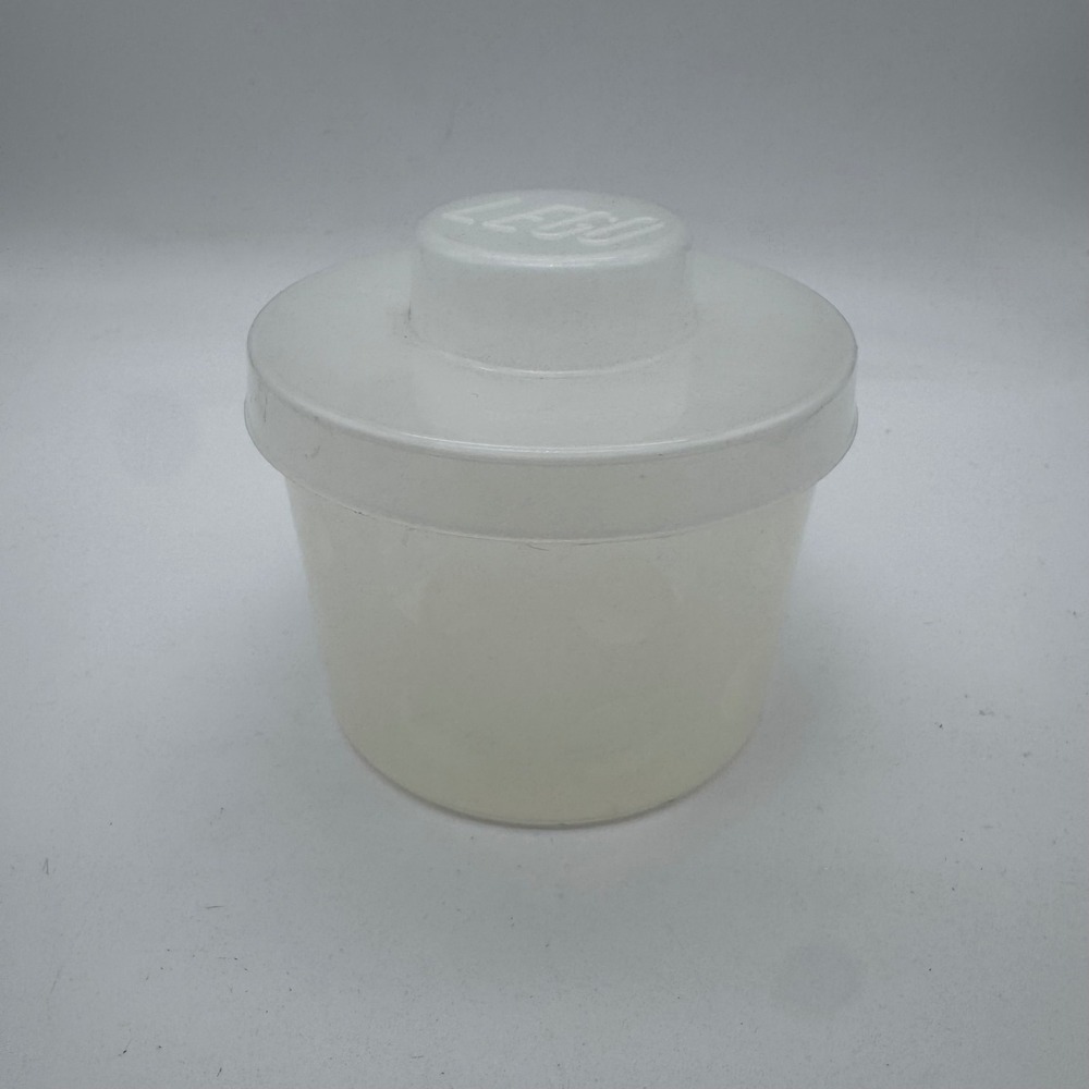 LEGO Vintage 2002 Round Storage Container Tub with Stud Lid Translucent White